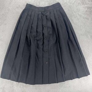 Counterparts‎ Vintage Pleated Skirt A-Line Button Front Black Career Petite 2